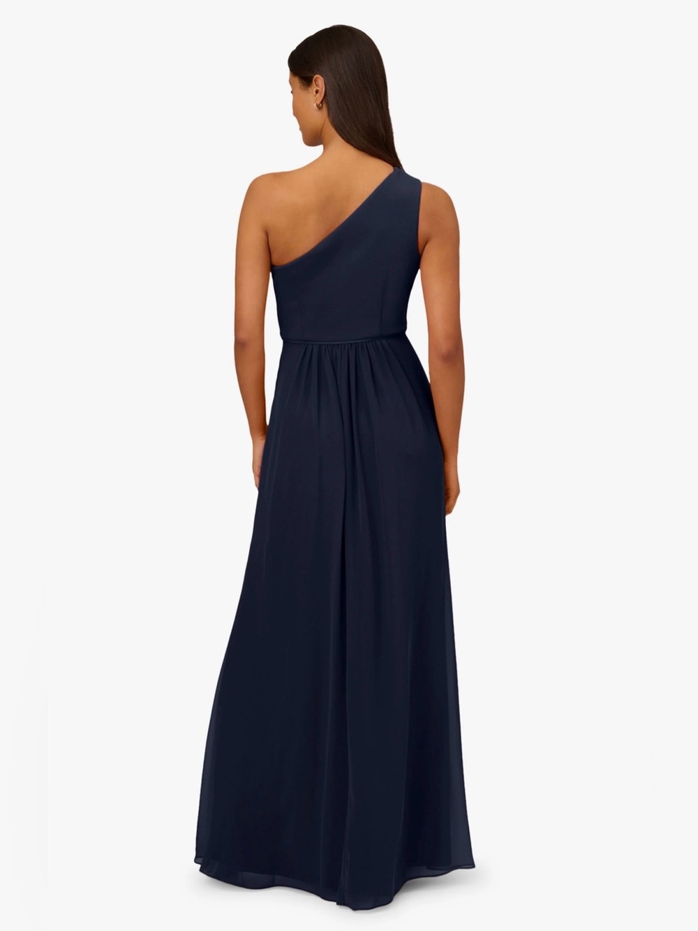 Adrianna Papell NWT Navy One-Shoulder Evening Gown with Side Slit size 12 - Picture 2 of 13
